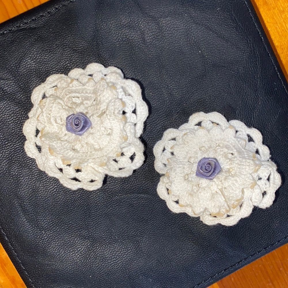Homemade Vintage Crochet Floral Earrings